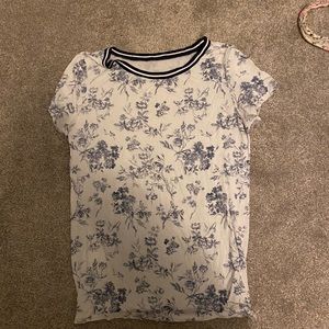 Blue and white floral t shirt